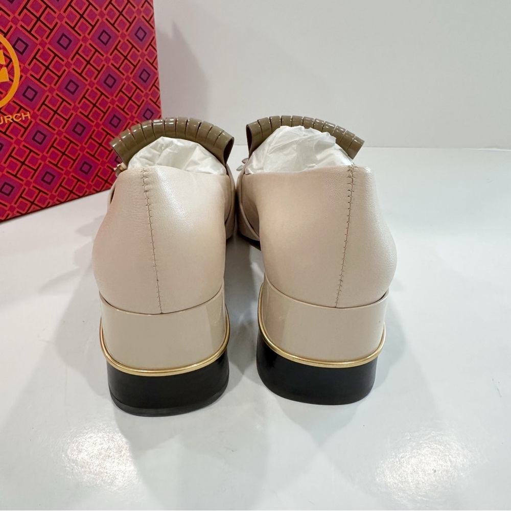 Tory Burch Womens Multi-Logo Kiltie Heeled Loafers Shoes - Picture 5 of 15